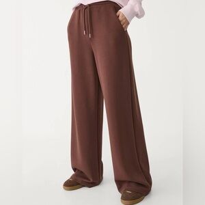 Stradivarius Soft Touch Palazzo Trousers In
Brown